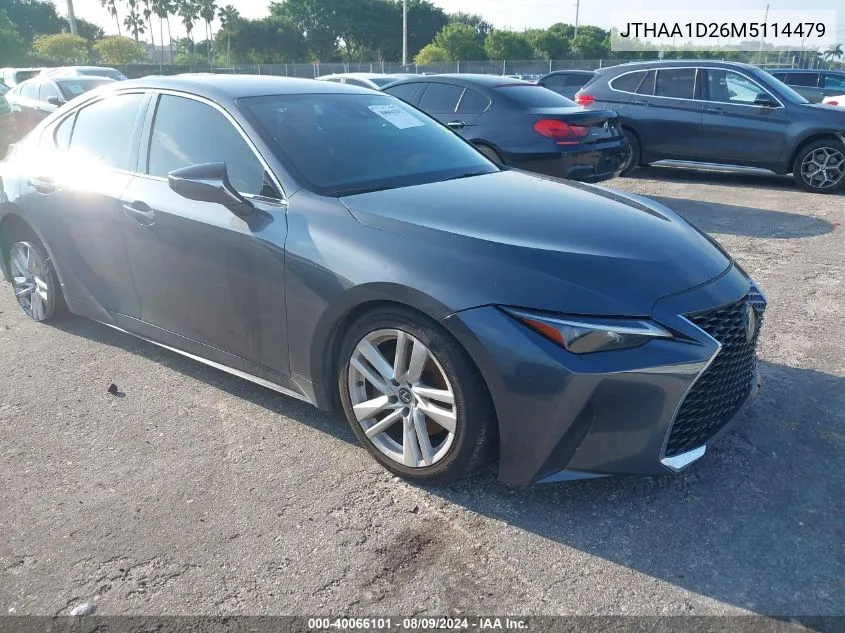 2021 Lexus Is 300 VIN: JTHAA1D26M5114479 Lot: 40066101