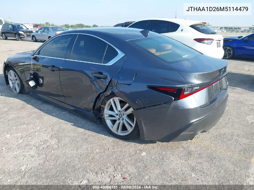 2021 Lexus Is 300 VIN: JTHAA1D26M5114479 Lot: 40066101