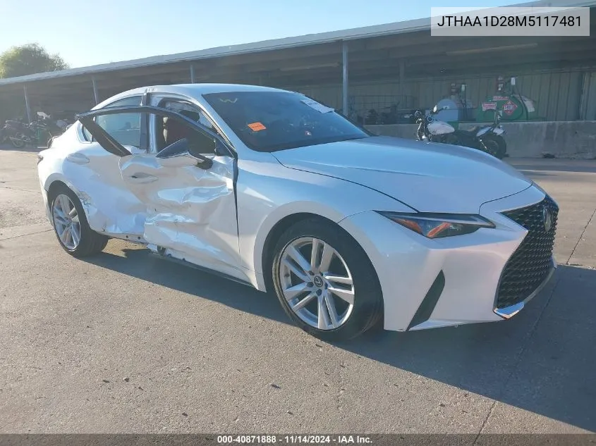 2021 Lexus Is 300 VIN: JTHAA1D28M5117481 Lot: 40871888