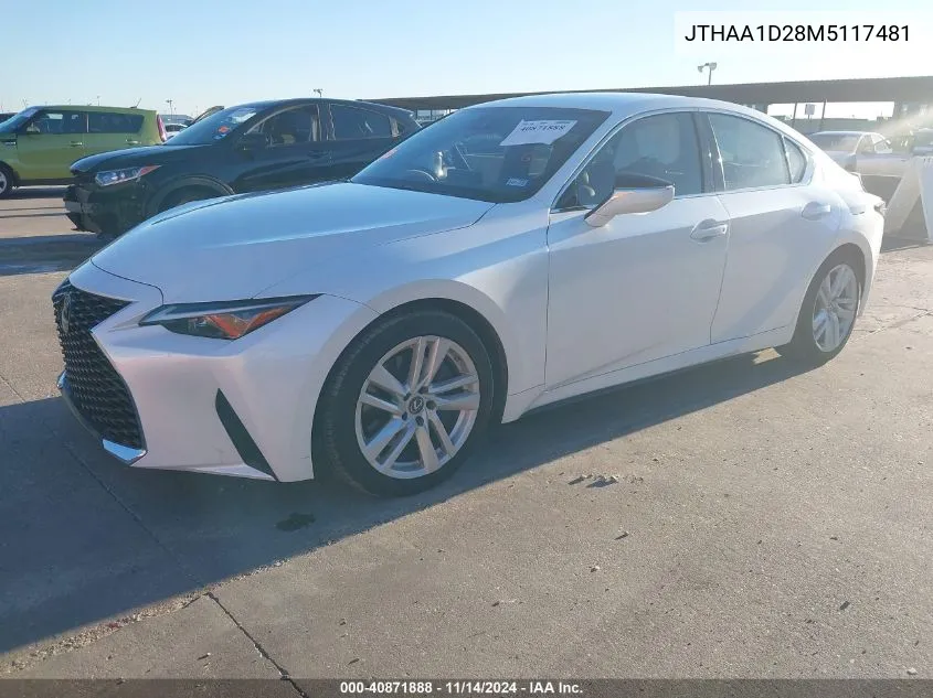 2021 Lexus Is 300 VIN: JTHAA1D28M5117481 Lot: 40871888