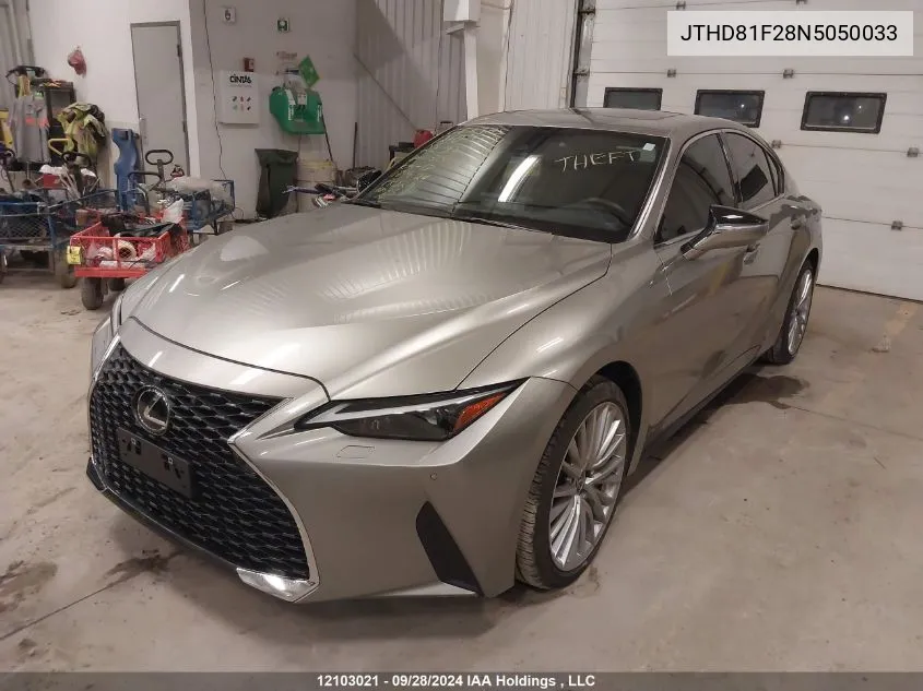 2022 Lexus Is 300 300 VIN: JTHD81F28N5050033 Lot: 12103021