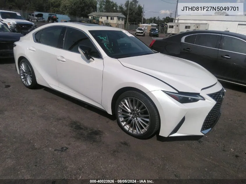 2022 Lexus Is 300 VIN: JTHD81F27N5049701 Lot: 40023926