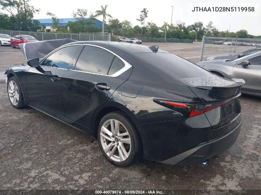 2022 Lexus Is 300 VIN: JTHAA1D28N5119958 Lot: 40079874