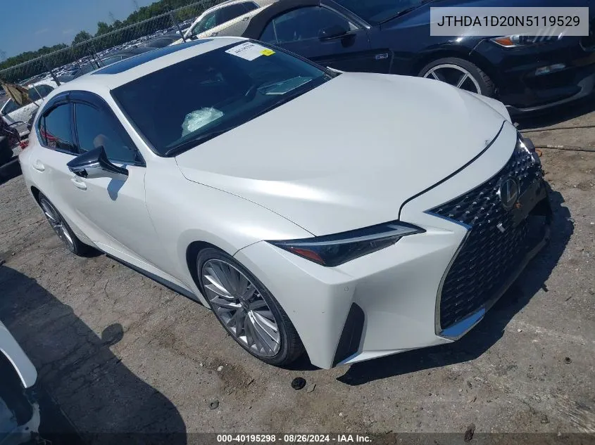 2022 Lexus Is 300 VIN: JTHDA1D20N5119529 Lot: 40195298