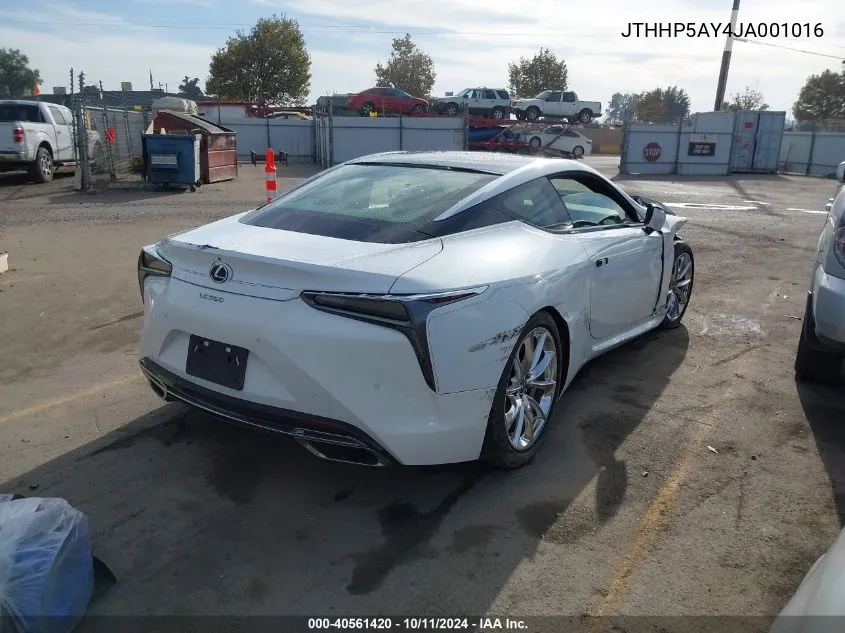 2018 Lexus Lc 500 VIN: JTHHP5AY4JA001016 Lot: 40561420