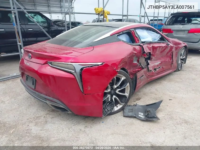 2020 Lexus Lc 500 VIN: JTHBP5AY3LA007561 Lot: 39270073