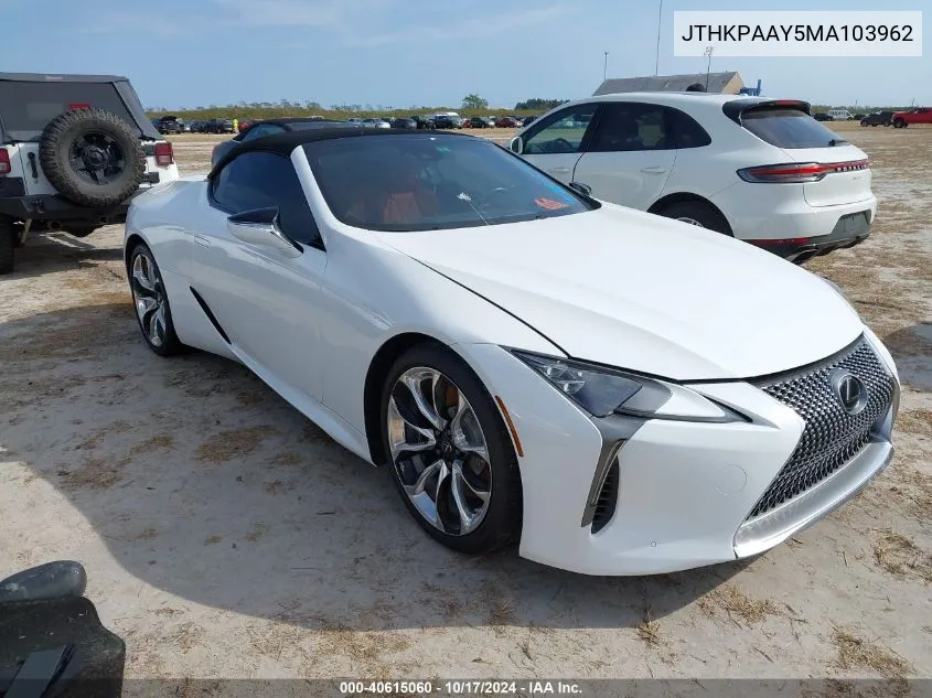 2021 Lexus Lc 500 VIN: JTHKPAAY5MA103962 Lot: 40615060