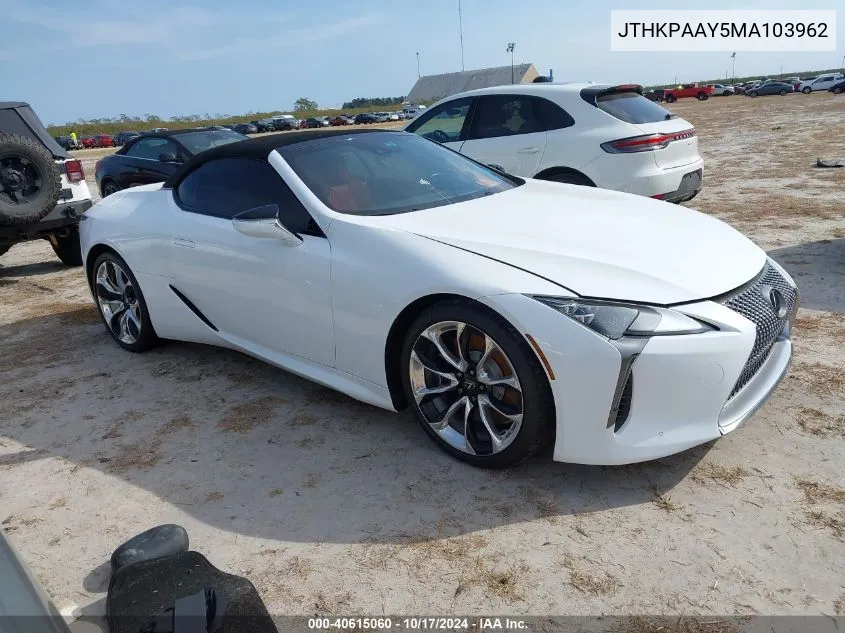 2021 Lexus Lc 500 VIN: JTHKPAAY5MA103962 Lot: 40615060