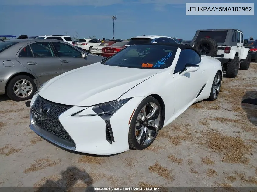 2021 Lexus Lc 500 VIN: JTHKPAAY5MA103962 Lot: 40615060