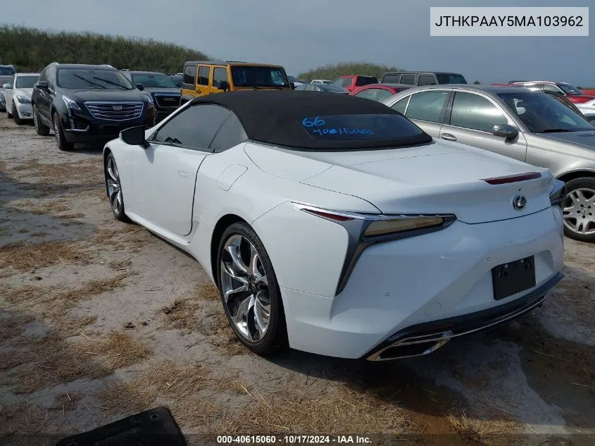 2021 Lexus Lc 500 VIN: JTHKPAAY5MA103962 Lot: 40615060