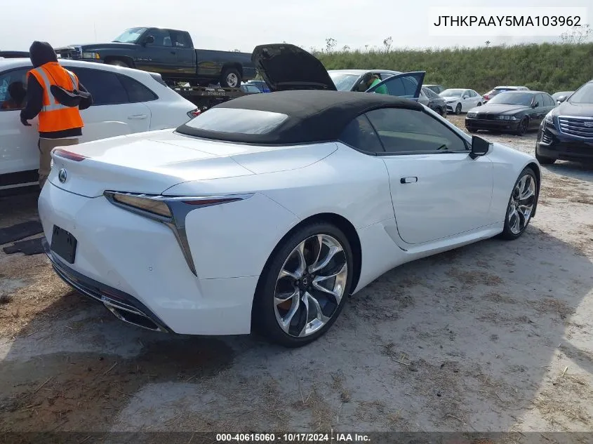 2021 Lexus Lc 500 VIN: JTHKPAAY5MA103962 Lot: 40615060