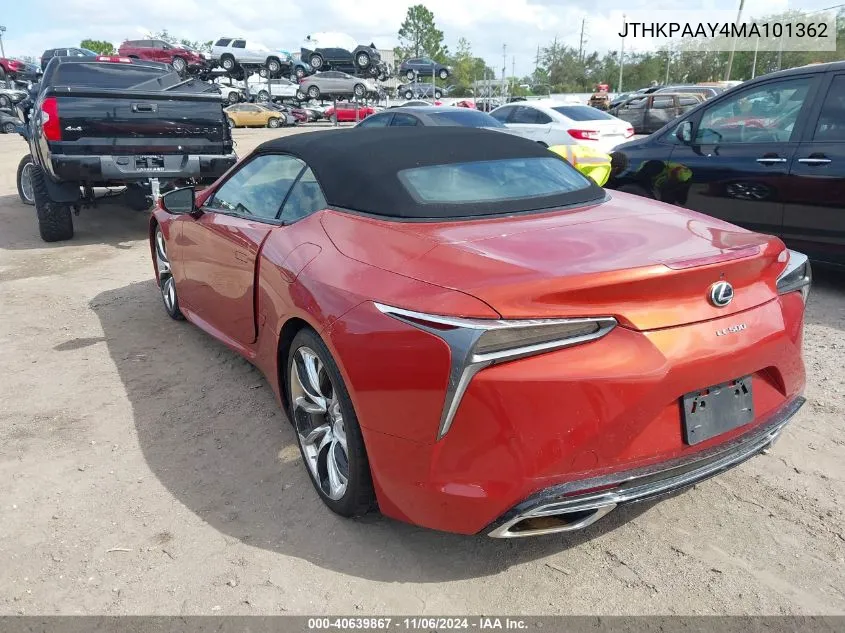 2021 Lexus Lc 500 VIN: JTHKPAAY4MA101362 Lot: 40639867