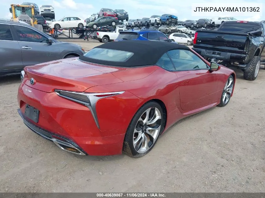 2021 Lexus Lc 500 VIN: JTHKPAAY4MA101362 Lot: 40639867