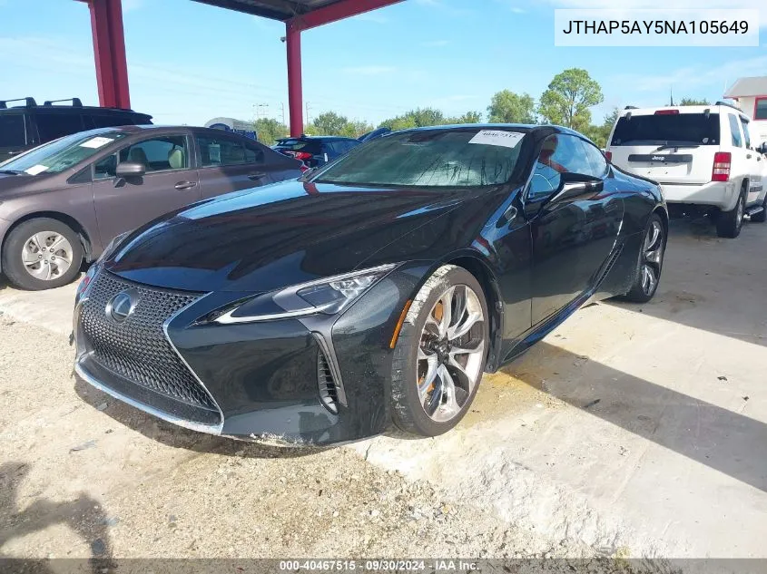 JTHAP5AY5NA105649 2022 Lexus Lc 500