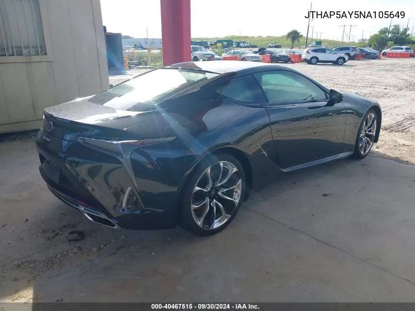 JTHAP5AY5NA105649 2022 Lexus Lc 500