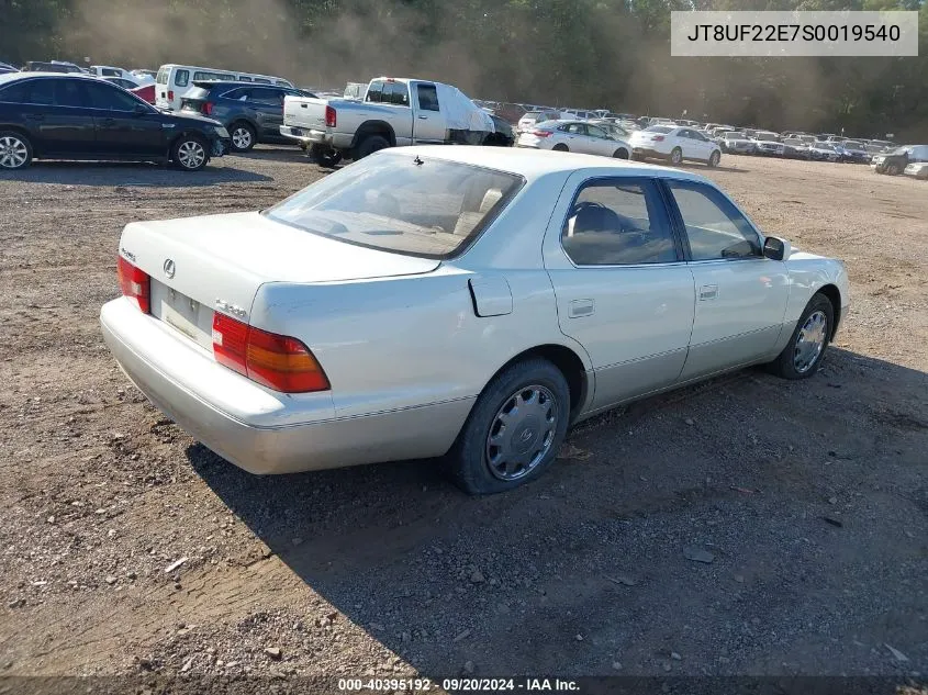 1995 Lexus Ls 400 VIN: JT8UF22E7S0019540 Lot: 40395192