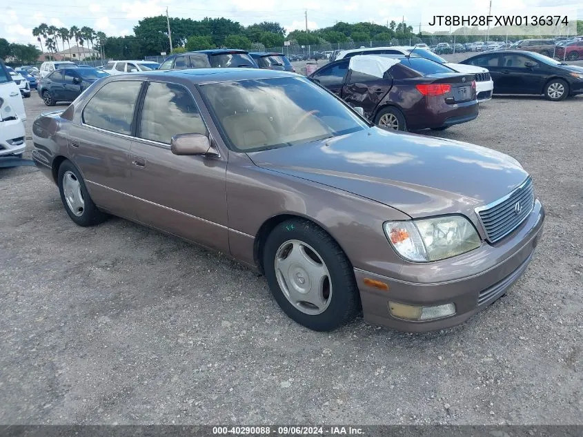 1998 Lexus Ls 400 VIN: JT8BH28FXW0136374 Lot: 40290088