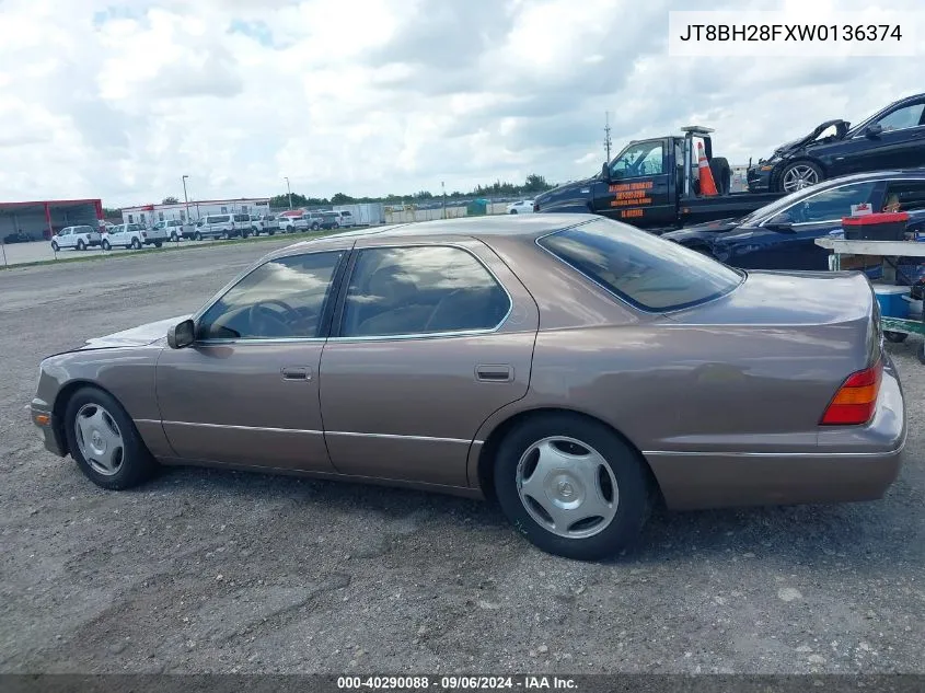 1998 Lexus Ls 400 VIN: JT8BH28FXW0136374 Lot: 40290088