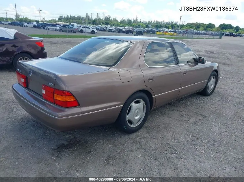 1998 Lexus Ls 400 VIN: JT8BH28FXW0136374 Lot: 40290088