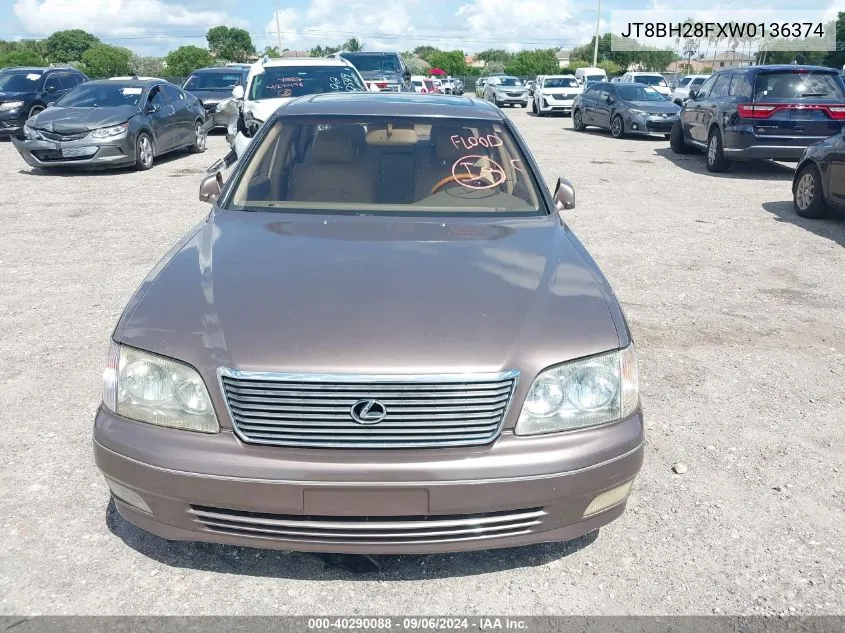 1998 Lexus Ls 400 VIN: JT8BH28FXW0136374 Lot: 40290088