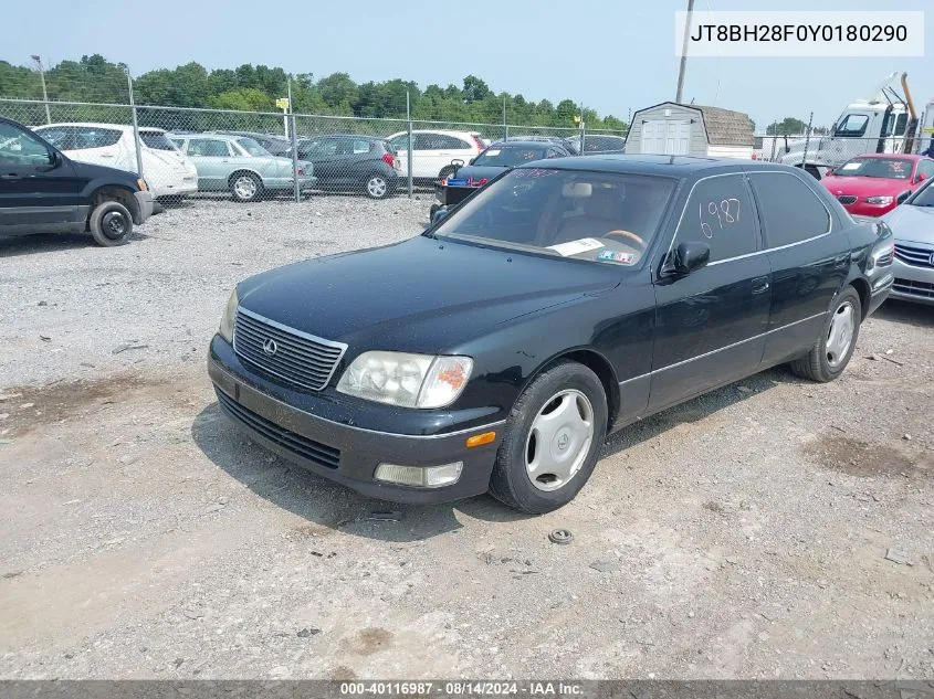 2000 Lexus Ls 400 VIN: JT8BH28F0Y0180290 Lot: 40116987