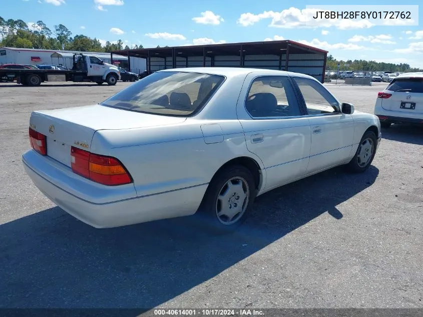 2000 Lexus Ls 400 VIN: JT8BH28F8Y0172762 Lot: 40614001