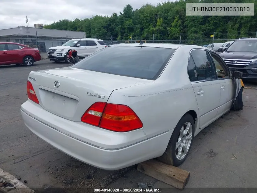 2001 Lexus Ls 430 VIN: JTHBN30F210051810 Lot: 40148928