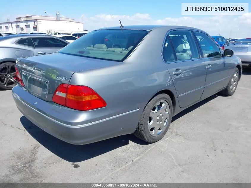 2001 Lexus Ls 430 VIN: JTHBN30F510012435 Lot: 40358857