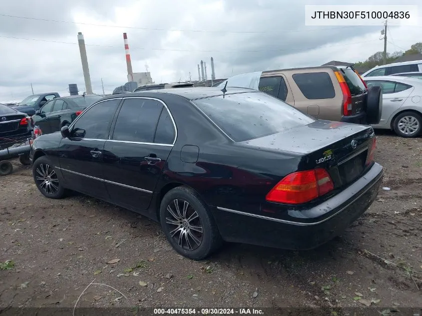 2001 Lexus Ls 430 430 VIN: JTHBN30F510004836 Lot: 40475354