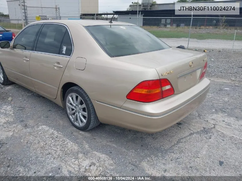 2001 Lexus Ls 430 VIN: JTHBN30F110024274 Lot: 40505136