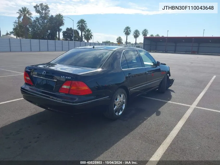 2001 Lexus Ls 430 VIN: JTHBN30F110043648 Lot: 40525903