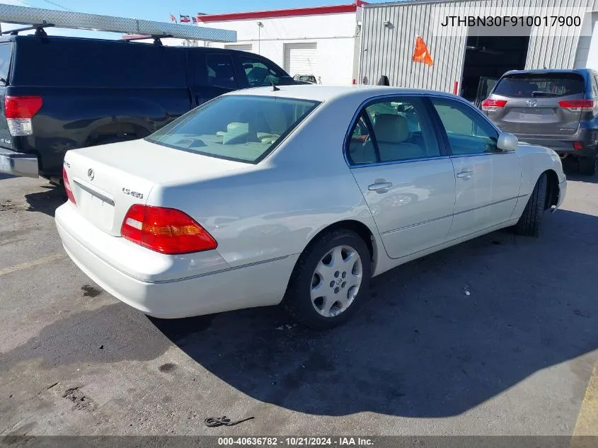 2001 Lexus Ls 430 VIN: JTHBN30F910017900 Lot: 40636782