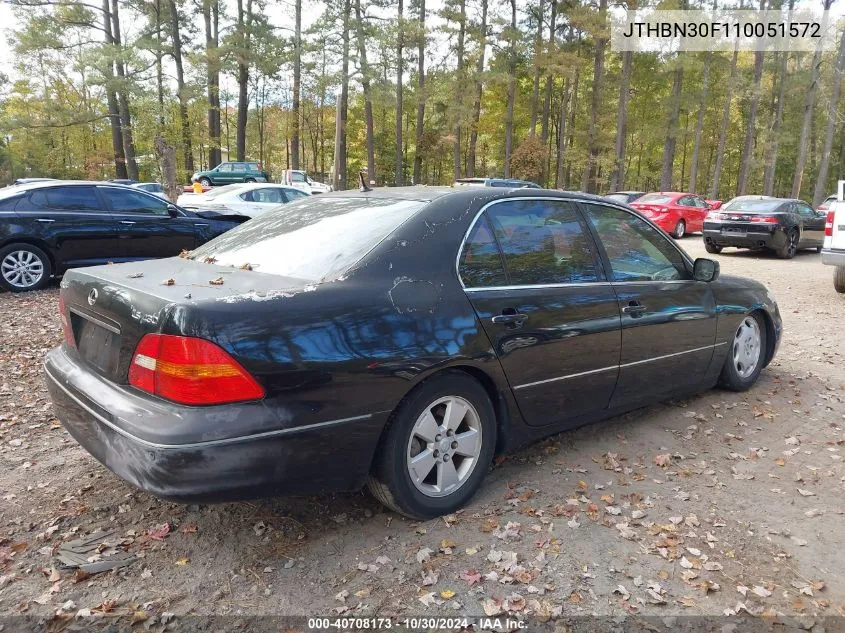 2001 Lexus Ls 430 VIN: JTHBN30F110051572 Lot: 40708173