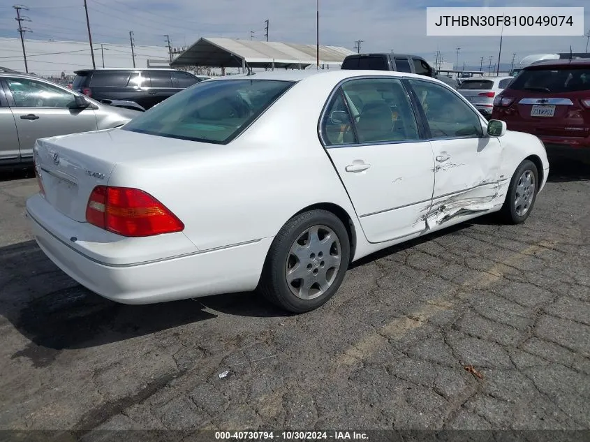 2001 Lexus Ls 430 VIN: JTHBN30F810049074 Lot: 40730794