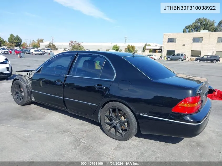 2001 Lexus Ls 430 VIN: JTHBN30F310038922 Lot: 40751100