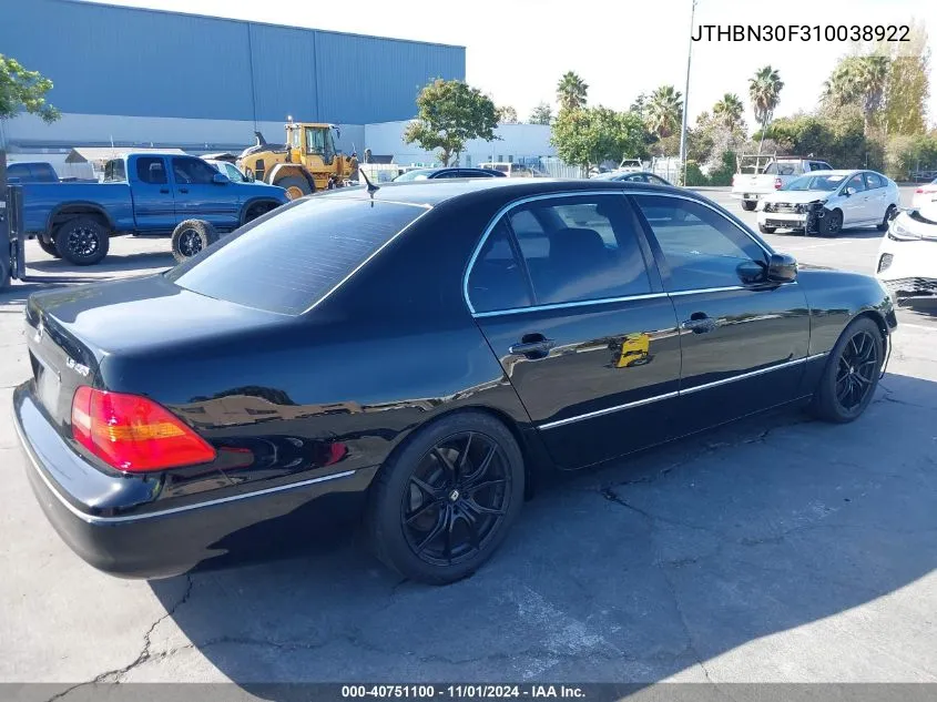 2001 Lexus Ls 430 VIN: JTHBN30F310038922 Lot: 40751100