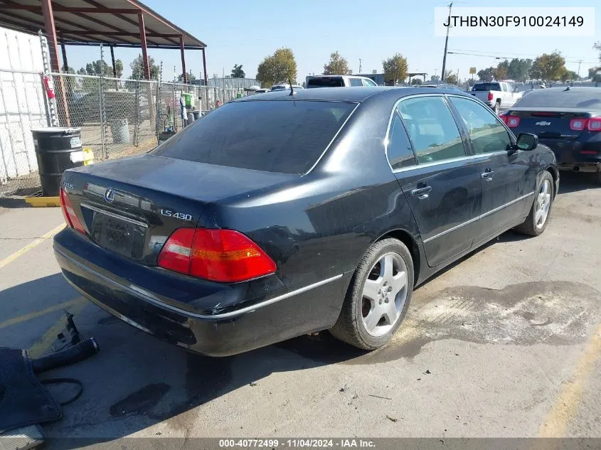 2001 Lexus Ls 430 VIN: JTHBN30F910024149 Lot: 40772499