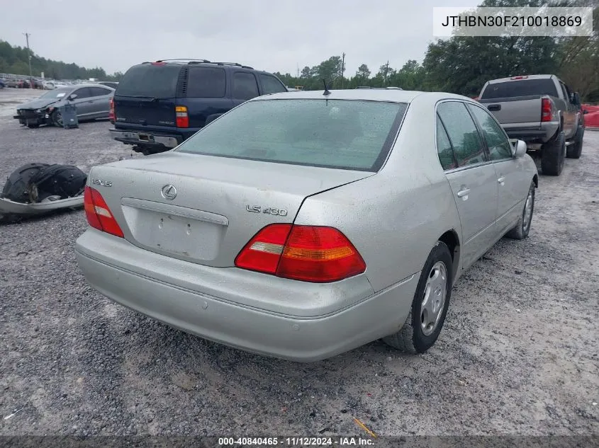 2001 Lexus Ls 430 VIN: JTHBN30F210018869 Lot: 40840465