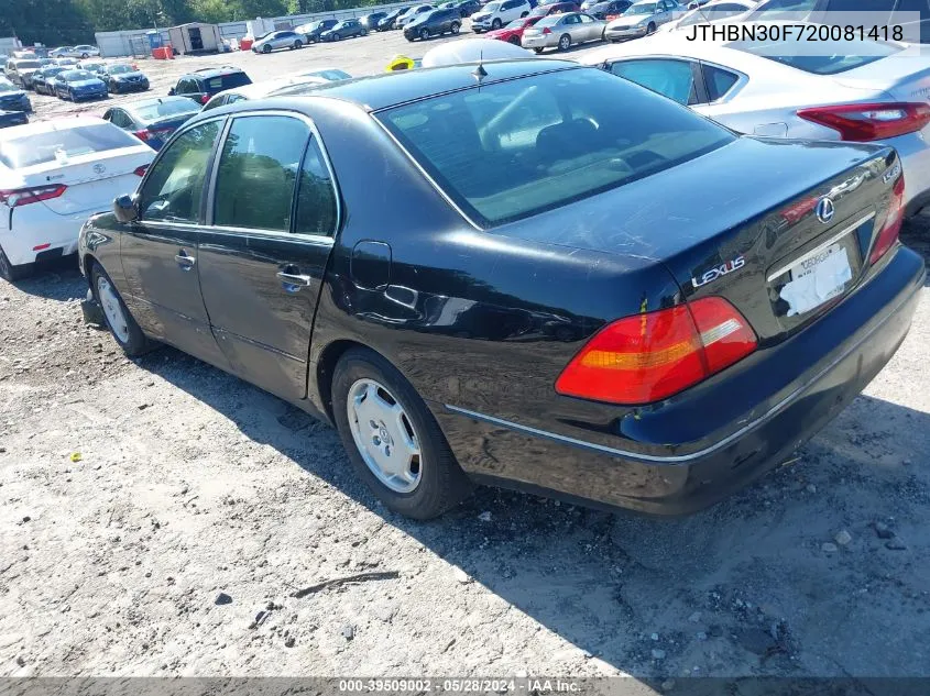 2002 Lexus Ls 430 VIN: JTHBN30F720081418 Lot: 39509002