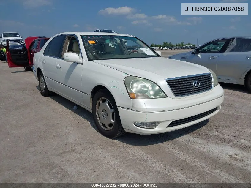 2002 Lexus Ls 430 VIN: JTHBN30F020087058 Lot: 40027232