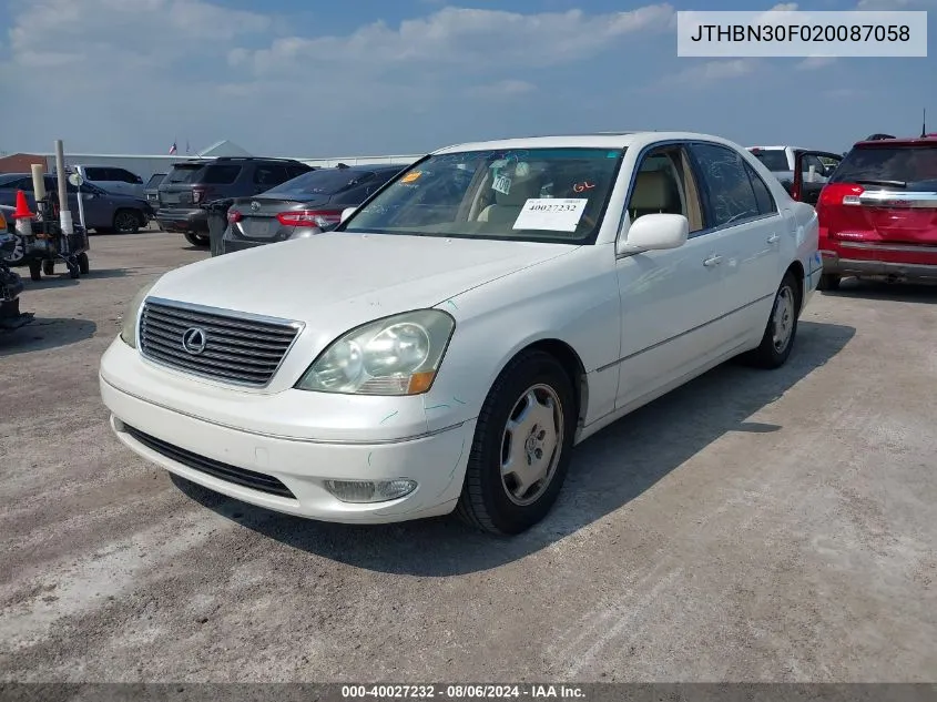 2002 Lexus Ls 430 VIN: JTHBN30F020087058 Lot: 40027232