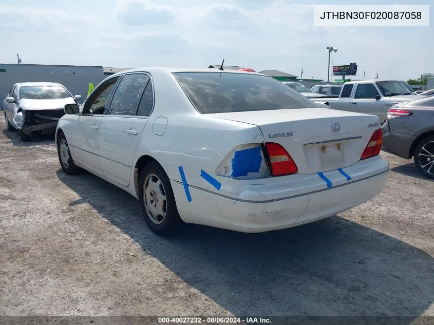 2002 Lexus Ls 430 VIN: JTHBN30F020087058 Lot: 40027232