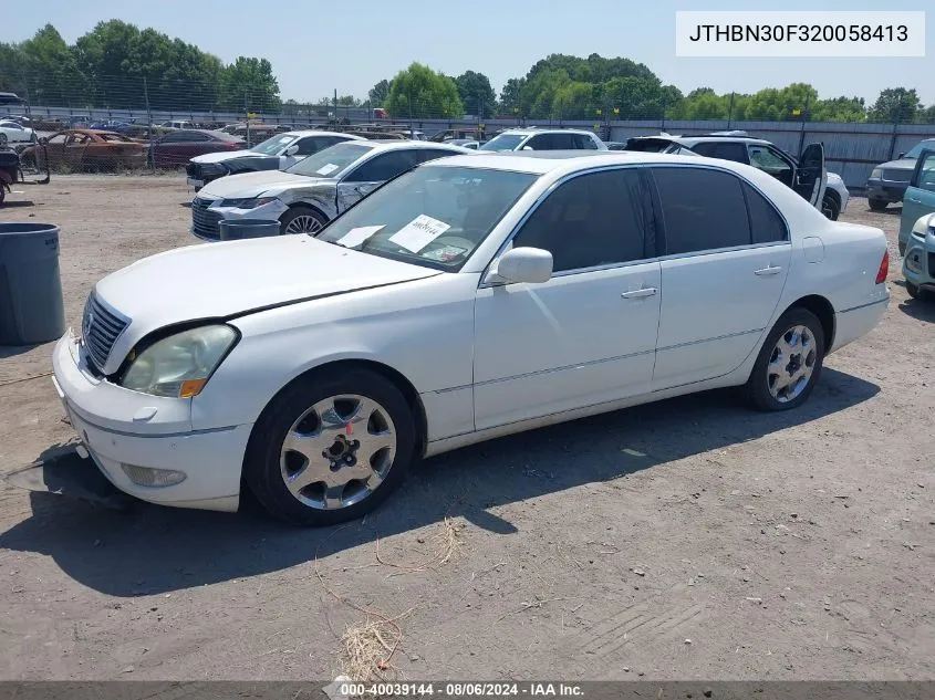 2002 Lexus Ls 430 VIN: JTHBN30F320058413 Lot: 40039144