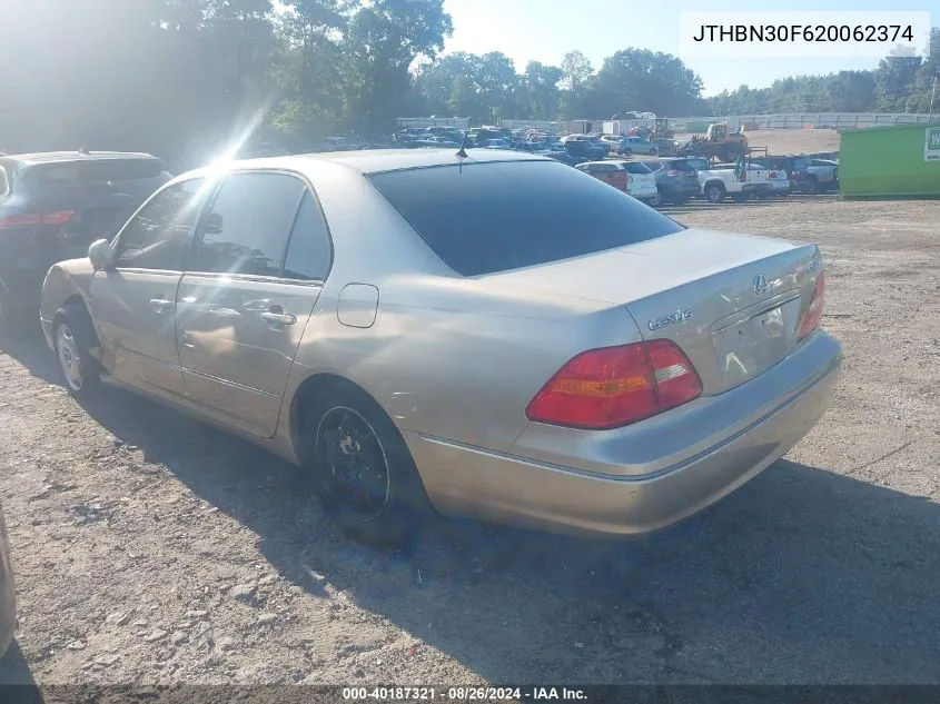 2002 Lexus Ls 430 VIN: JTHBN30F620062374 Lot: 40187321