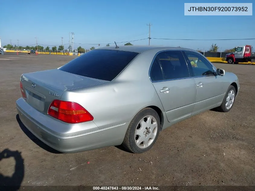 2002 Lexus Ls 430 VIN: JTHBN30F920073952 Lot: 40247843