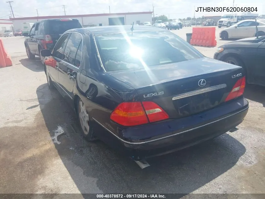 2002 Lexus Ls 430 VIN: JTHBN30F620060804 Lot: 40378572