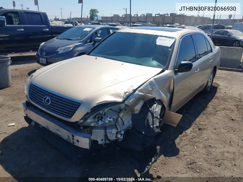 2002 Lexus Ls 430 VIN: JTHBN30F820066930 Lot: 40489789