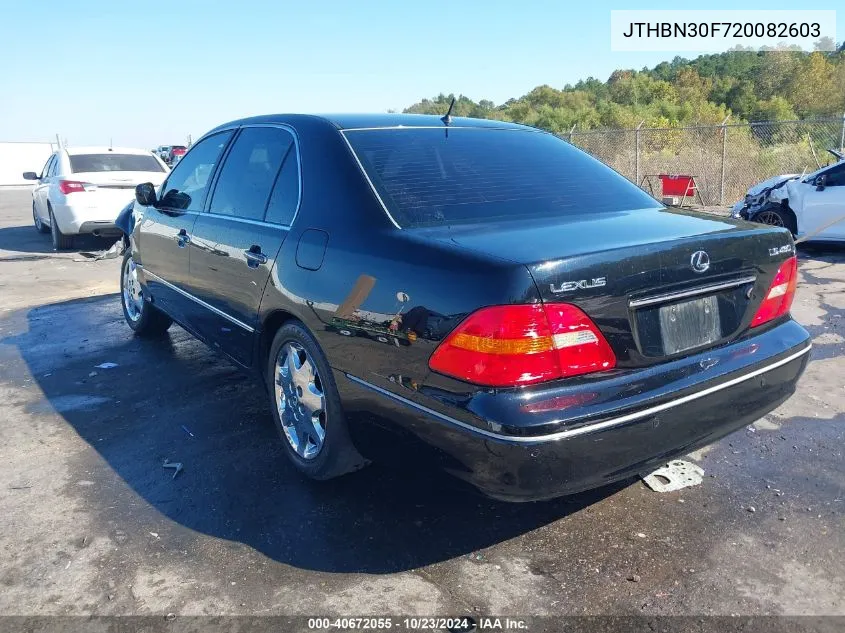 2002 Lexus Ls 430 VIN: JTHBN30F720082603 Lot: 40672055