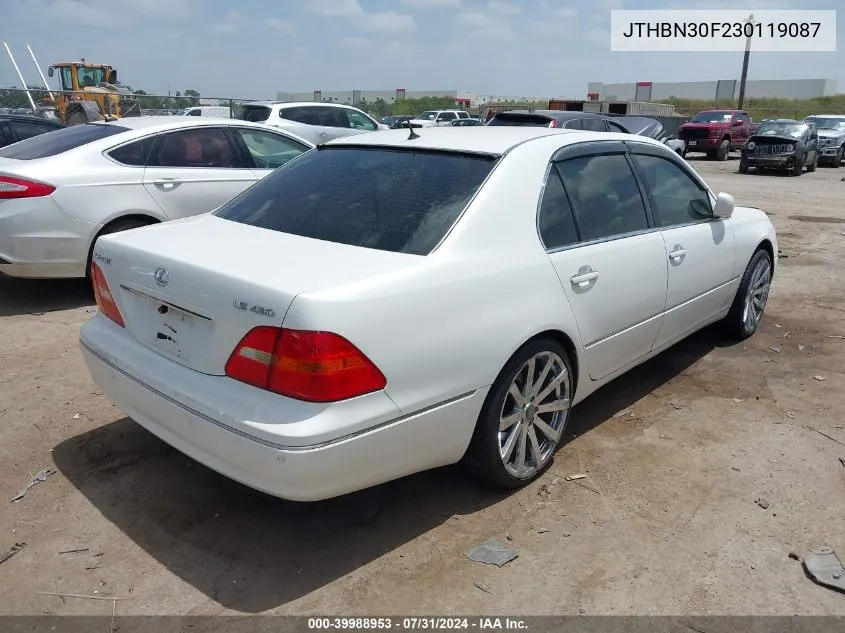 2003 Lexus Ls 430 VIN: JTHBN30F230119087 Lot: 39988953