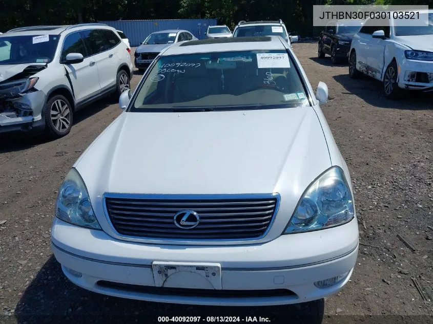 2003 Lexus Ls 430 VIN: JTHBN30F030103521 Lot: 40092097